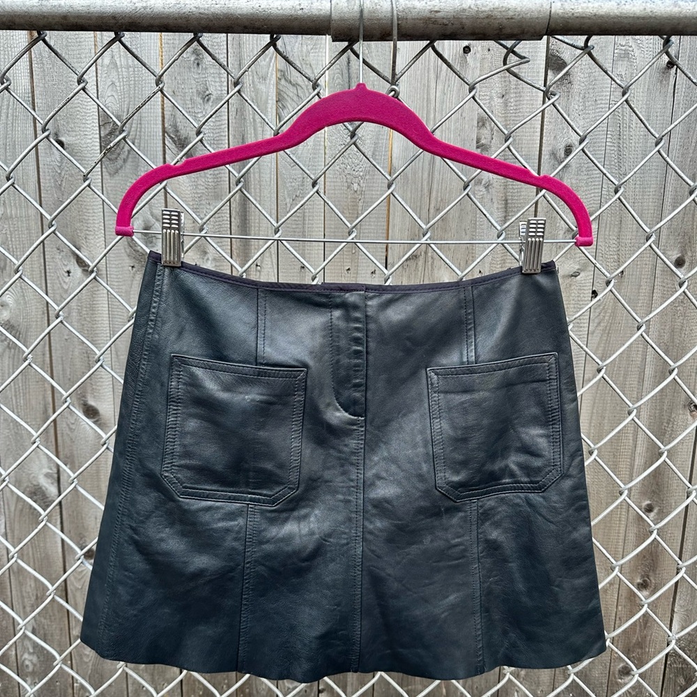 Katayone Adeli Navy Leather Miniskirt Size 4